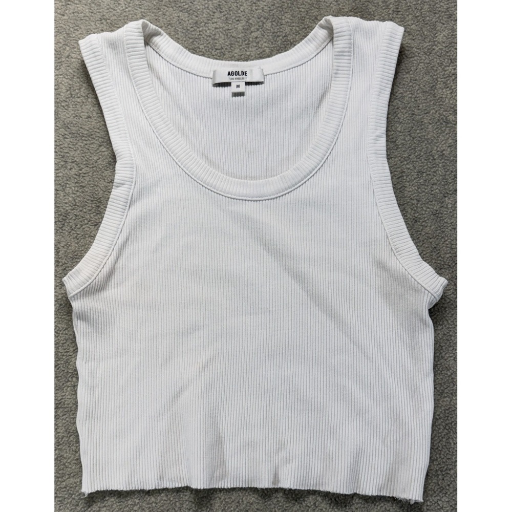 AGOLDE White Ribbed Tank Top